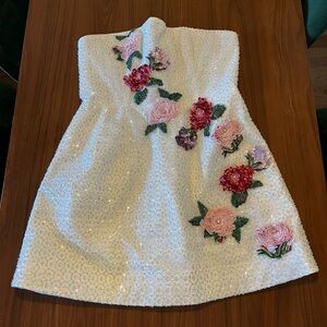 Helsi Frida Floral Appliqué Sequin Strapless Cocktail Minidress